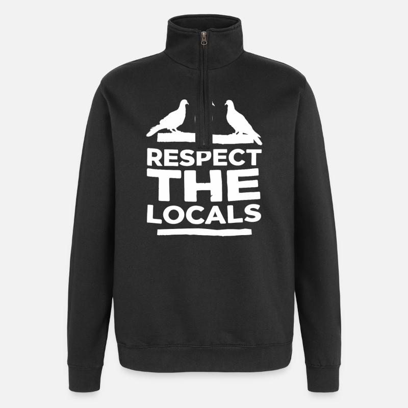 Respect les habitants - Pigeons - Sweat à zip 1/4 - noir