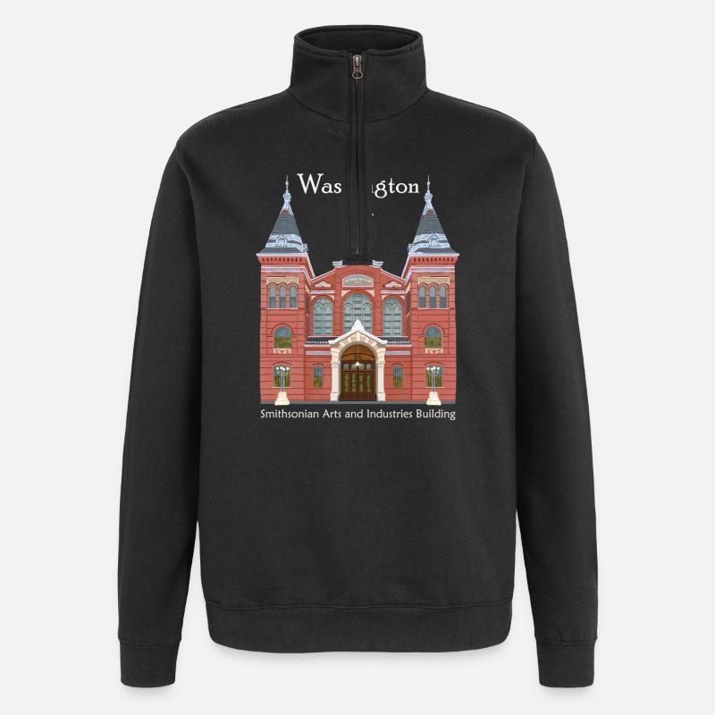 Washington DC., Hand Drawing Museum - Quarter-Zip Sweatshirt - black