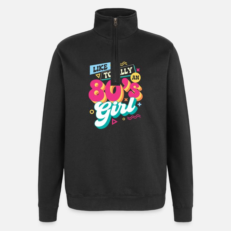 Tipo vibrazioni totalmente retrò da ragazze anni '80 - Felpa con zip 1/4 - nero