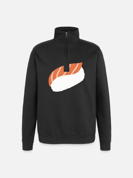 Salmon Nigiri Minimal Illustration Print - Quarter-Zip Sweatshirt - black