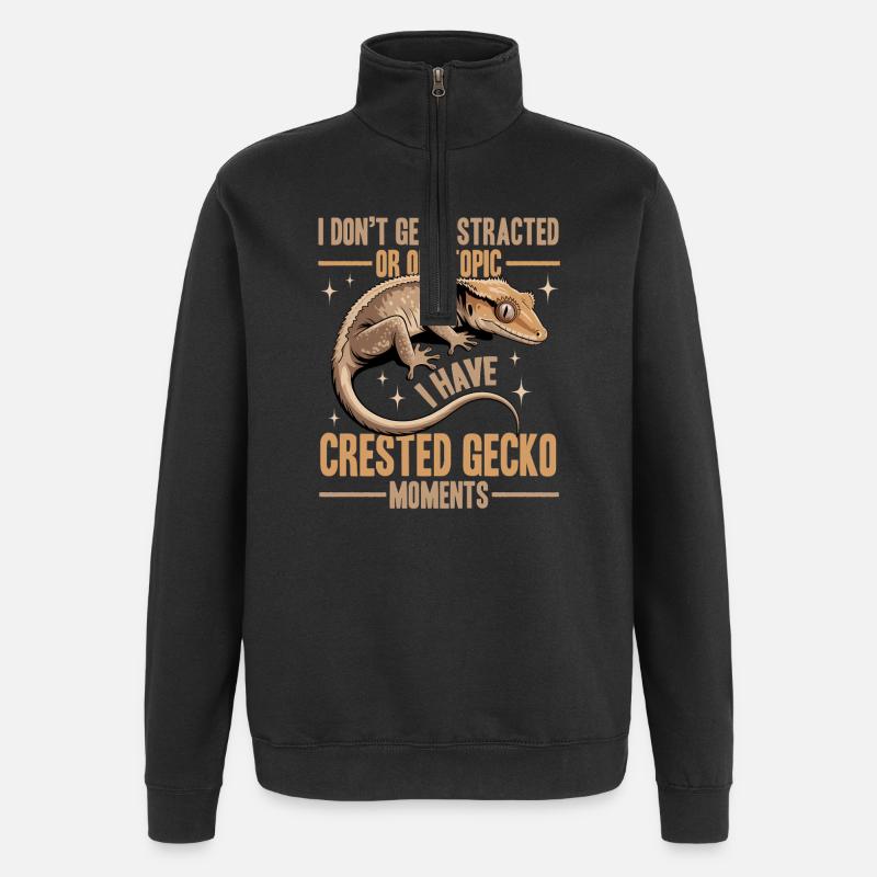 Gecko à crête reptile drôle - Sweat à zip 1/4 - noir