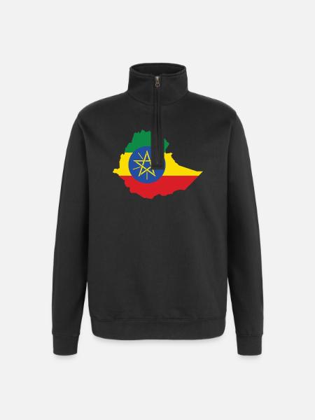 Ethiopia Power Rasta Reggae Rastafari Roots - Quarter-Zip Sweatshirt - black