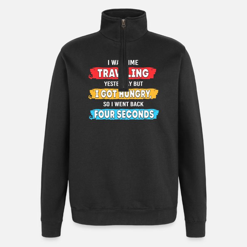 Zeitreise - Quarter-Zip-Sweatshirt - Schwarz