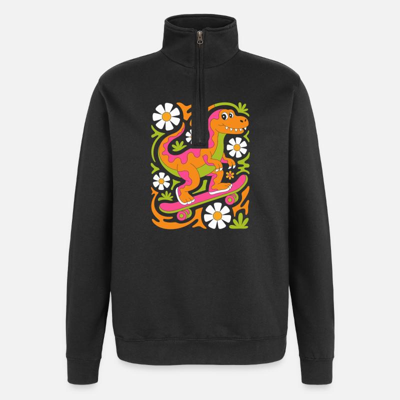 Splendeur florale de skateboard Dino - Sweat à zip 1/4 - noir