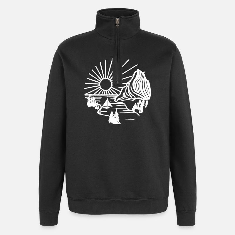 Paysage de vacances (blanc) - Sweat à zip 1/4 - noir