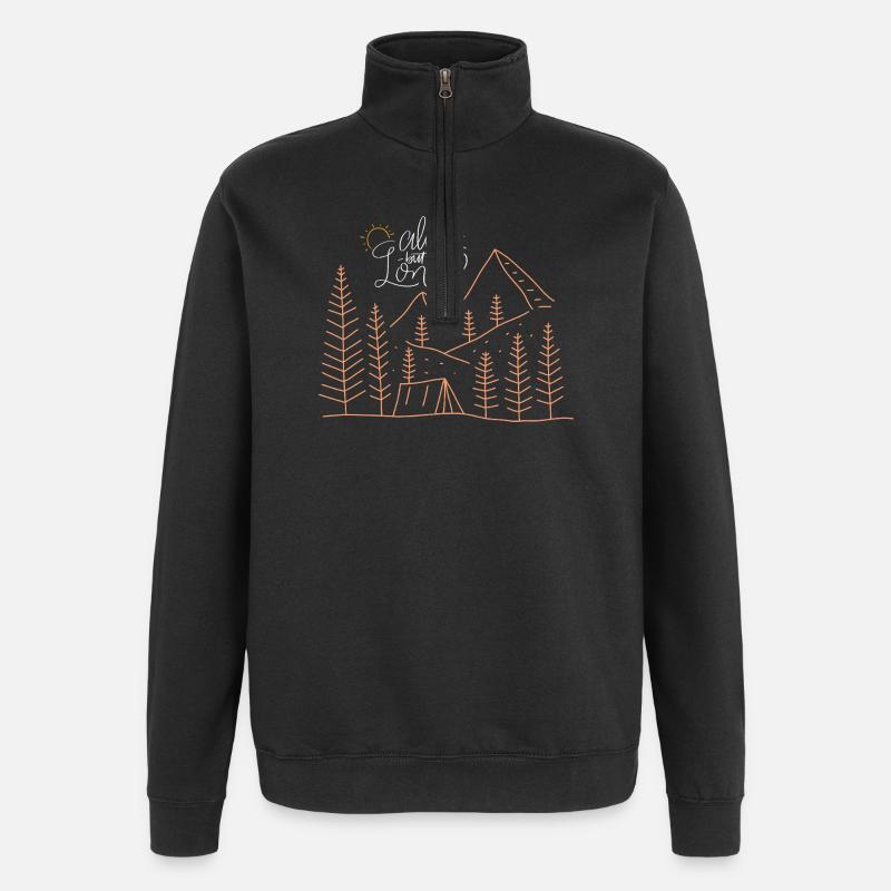 Aventure de camping solitaire - Sweat à zip 1/4 - noir