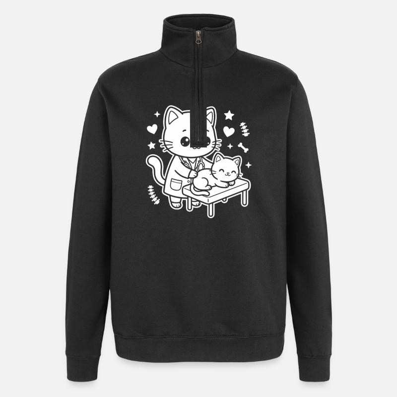Vétérinaire de chatons - Sweat à zip 1/4 - noir