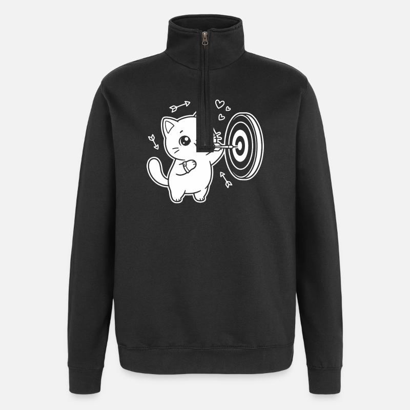 Joueur de fléchettes Kawaii Cat - Sweat à zip 1/4 - noir
