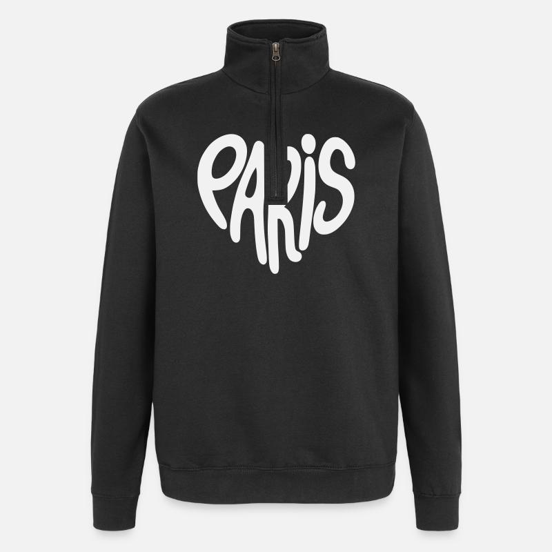 Paris Graffiti-Skript Logo herzförmig - Quarter-Zip-Sweatshirt - Schwarz