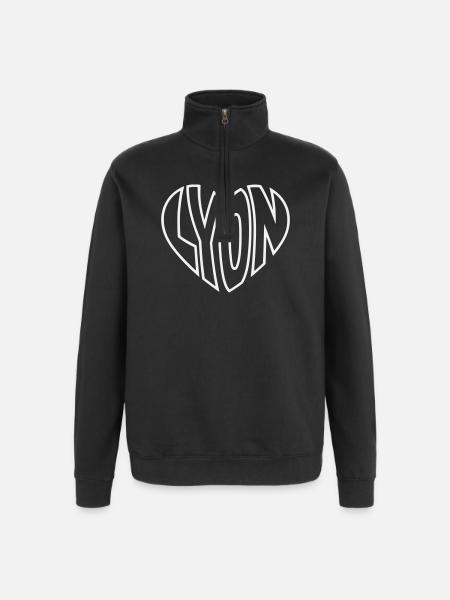 Lyon Heart Logo Line Art - Quarter-Zip Sweatshirt - black