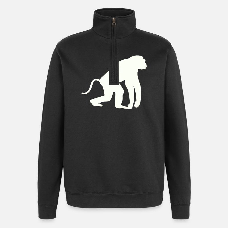 Silhouette de singe - Sweat à zip 1/4 - noir