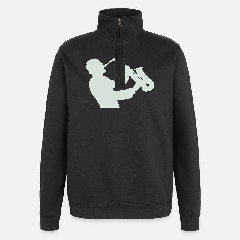 Jazz Saxophone Silhouette - Sweat à zip 1/4 - noir