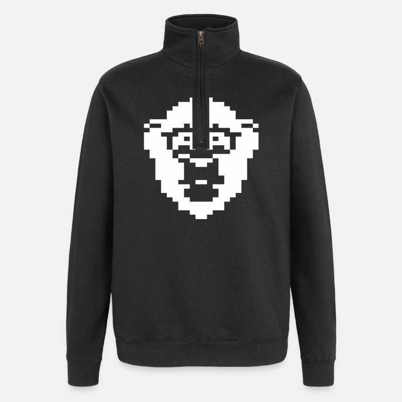 Retro Pixel Chimp Abzeichen - Quarter-Zip-Sweatshirt - Schwarz