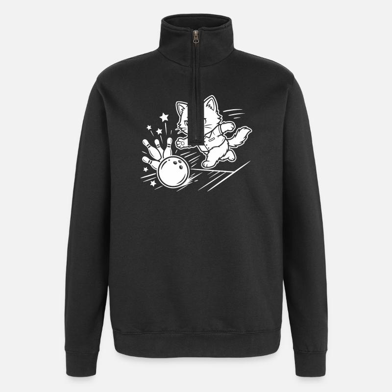 Bowling Kawaii Cat - Sweat à zip 1/4 - noir