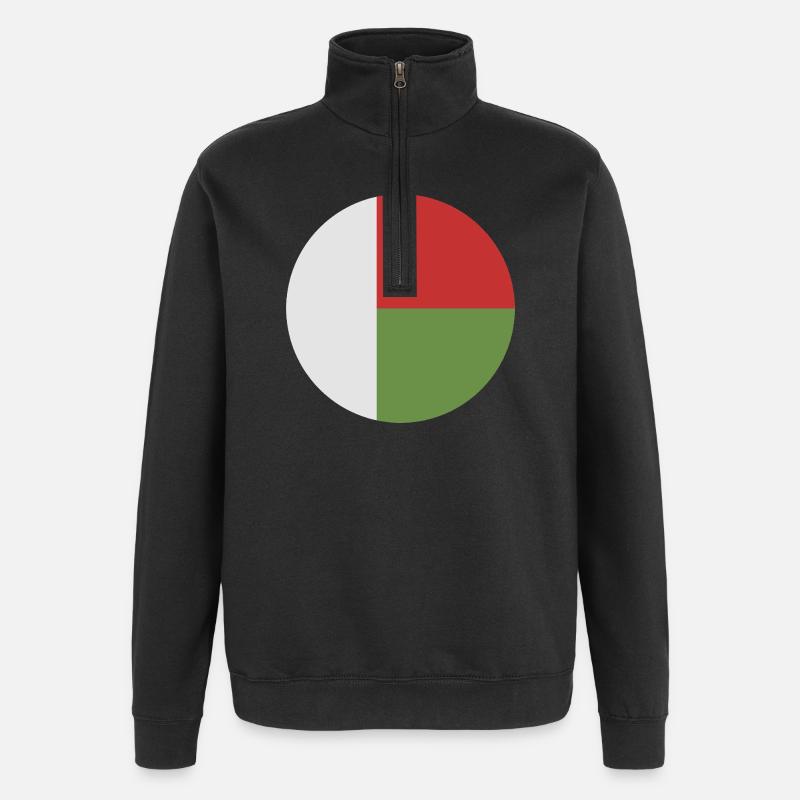 Drapeau rond de Madagascar - Sweat à zip 1/4 - noir