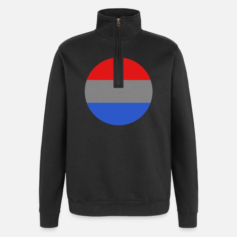 Drapeau rond du Luxembourg - Sweat à zip 1/4 - noir