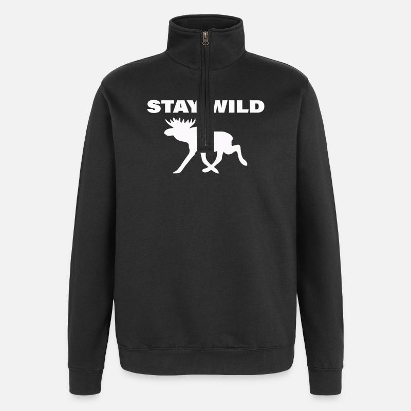 Restez sauvage - Sweat à zip 1/4 - noir