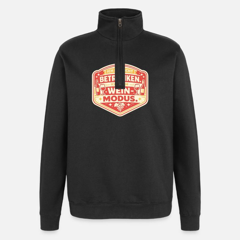 Wine Mode: Not Drunk Sticker - Quarter-Zip Sweatshirt - black