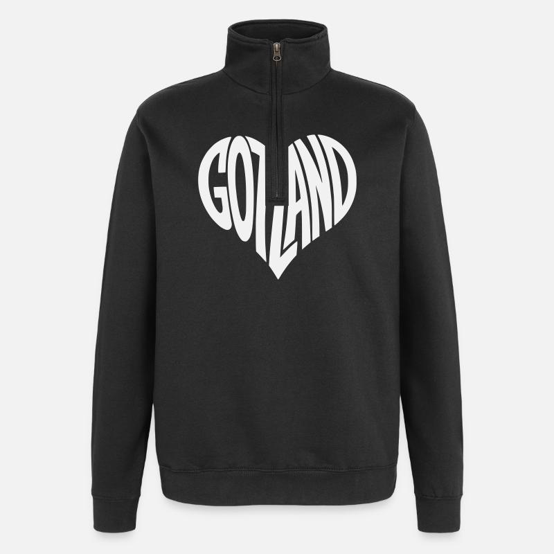 Lettrage Gotland Heart - Sweat à zip 1/4 - noir