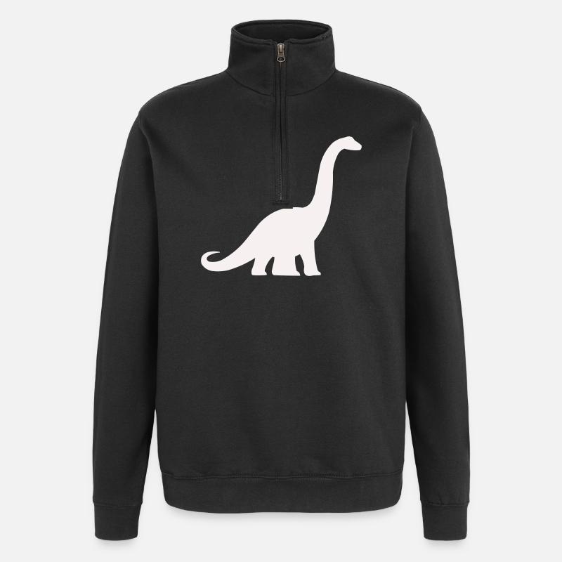 Dino silhuet med lang hals - Sweatshirt med 1/4 lynlås - sort