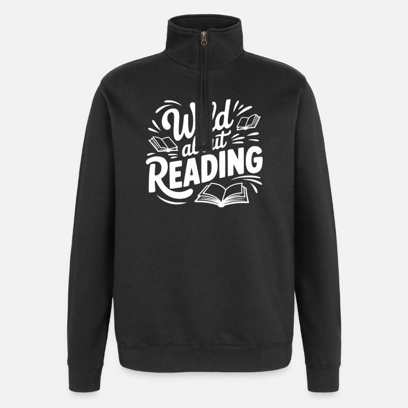 Passionné de lecture - Sweat à zip 1/4 - noir