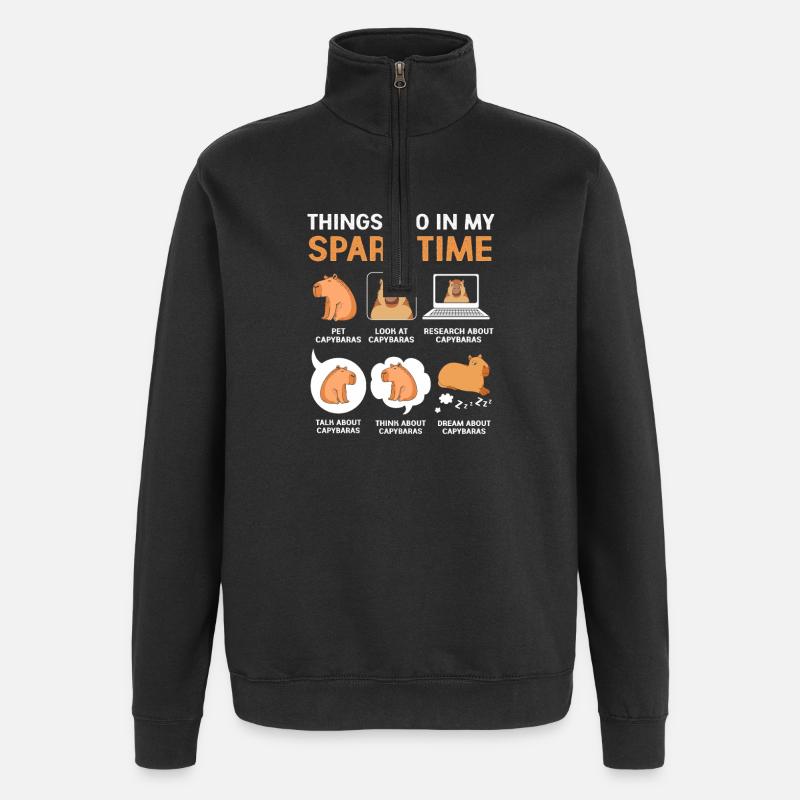 Capybara Capibara - Sweat à zip 1/4 - noir