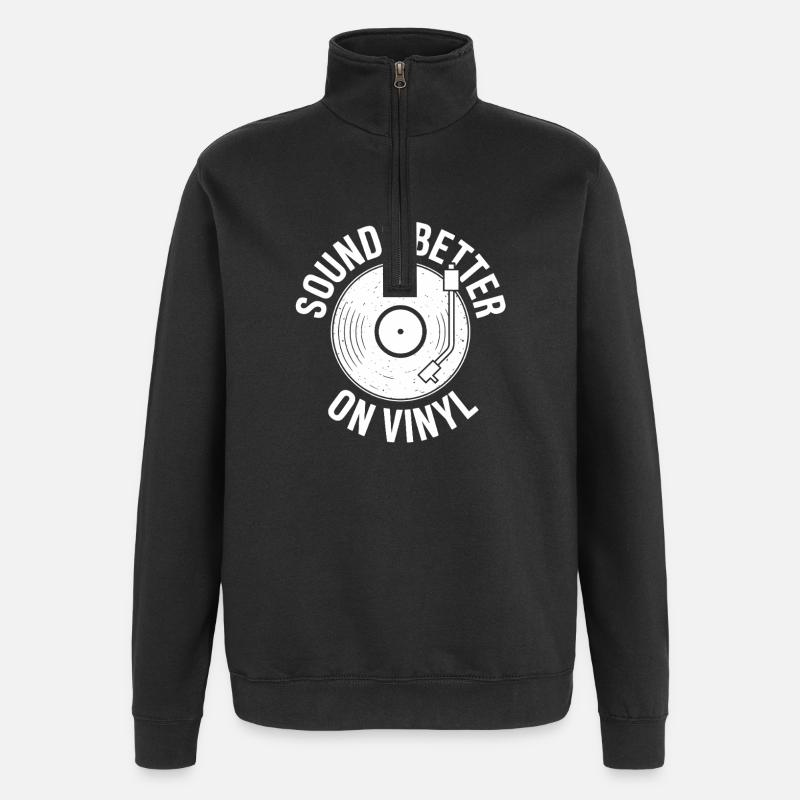 Sounds Better on Vinyl - Quarter-Zip Sweatshirt - black