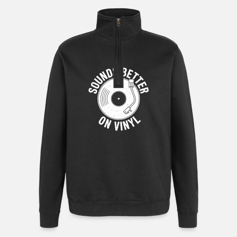 Sounds Better on Vinyl - Quarter-Zip Sweatshirt - black