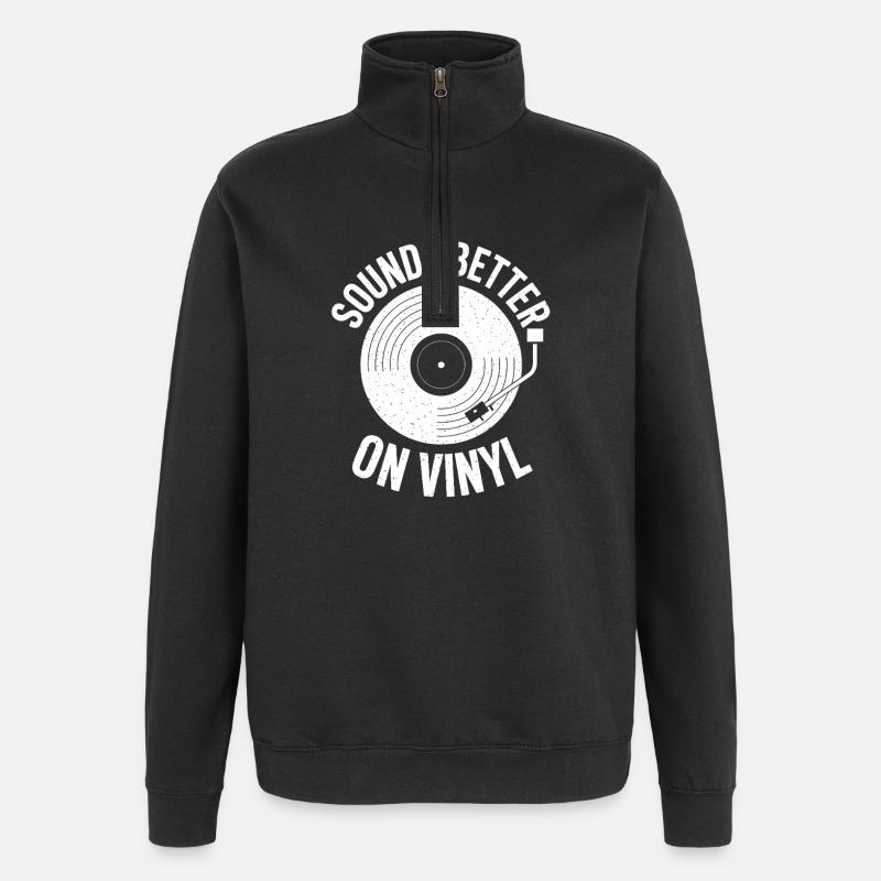Son meilleur sur vinyle - Sweat à zip 1/4 - noir