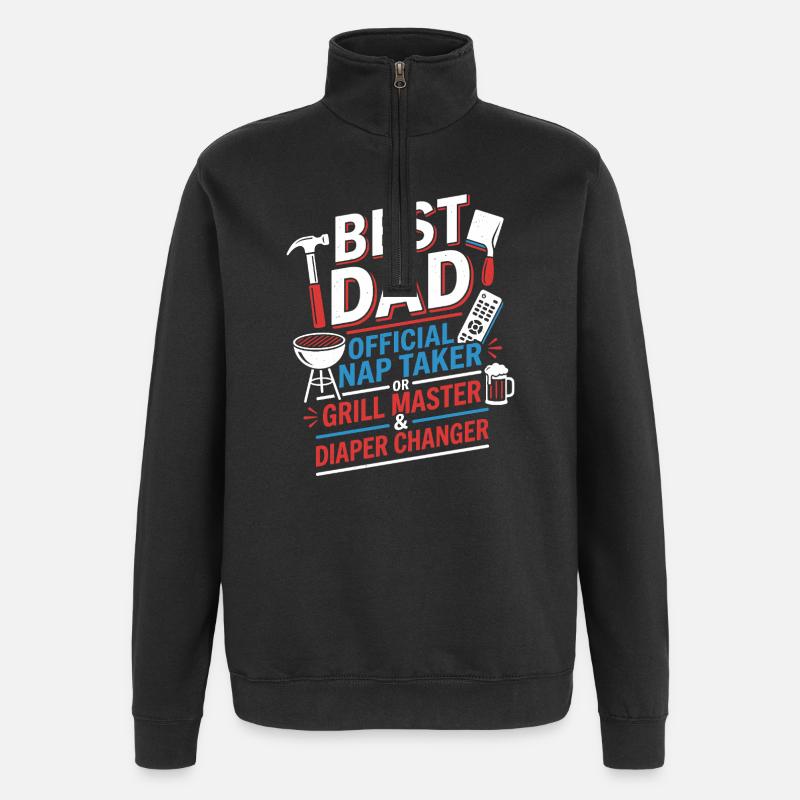 Best Dad: Nap-Taker & Grill Master - Quarter-Zip Sweatshirt - black