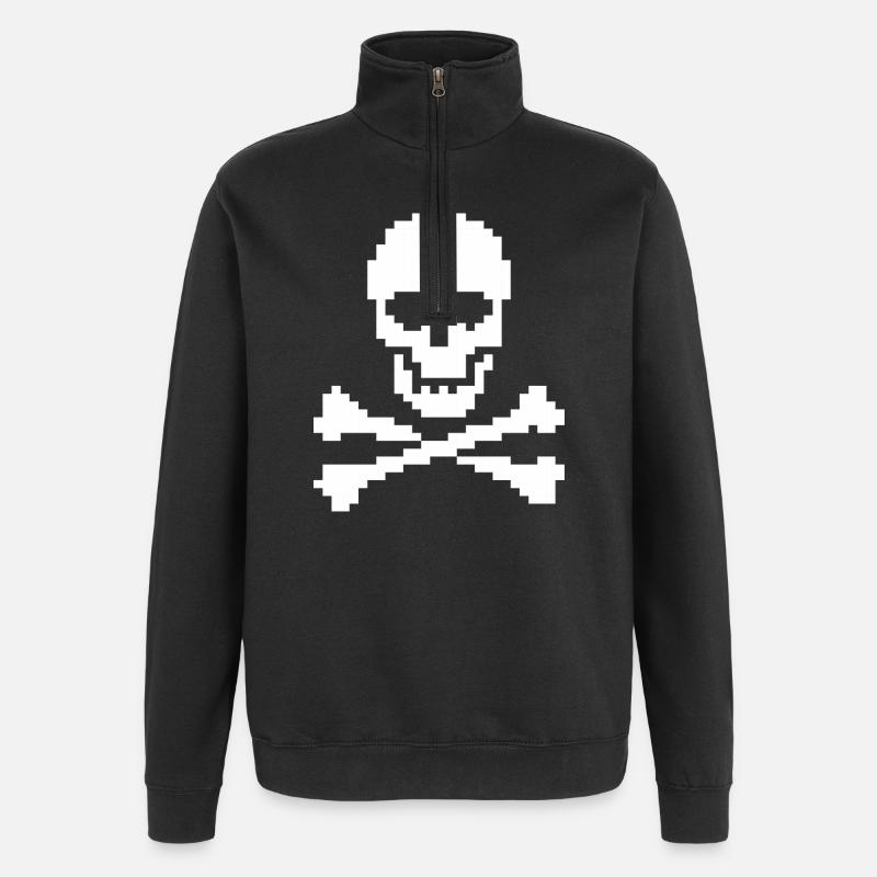 Pixel Kraniekorridser - Sweatshirt med 1/4 lynlås - sort