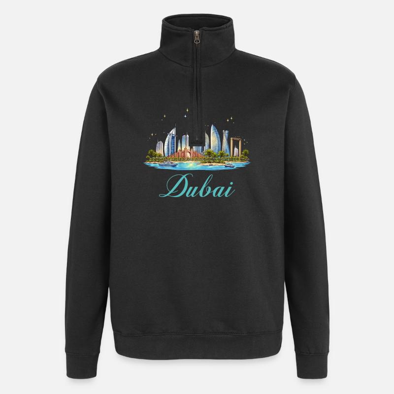 Illustration de la skyline de Dubaï - Sweat à zip 1/4 - noir