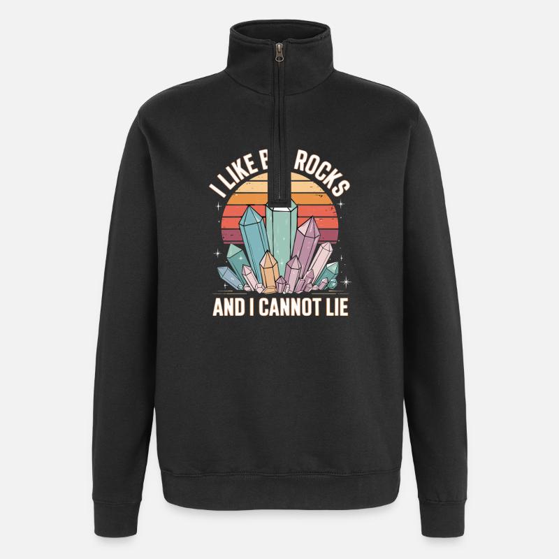I Like Big Rocks And I Cannot Lie Retro Crystals - Quarter-Zip Sweatshirt - black