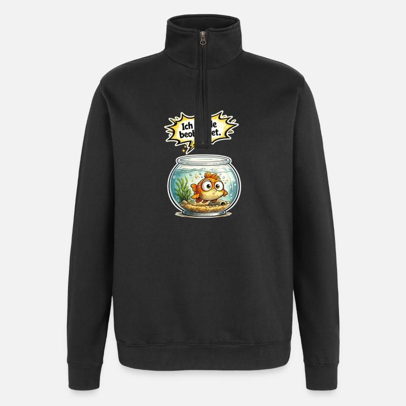 Fisch Humor Geschenk - Quarter-Zip-Sweatshirt - Schwarz