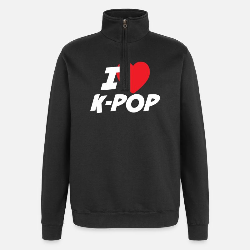 Ich liebe K-Pop - Quarter-Zip-Sweatshirt - Schwarz