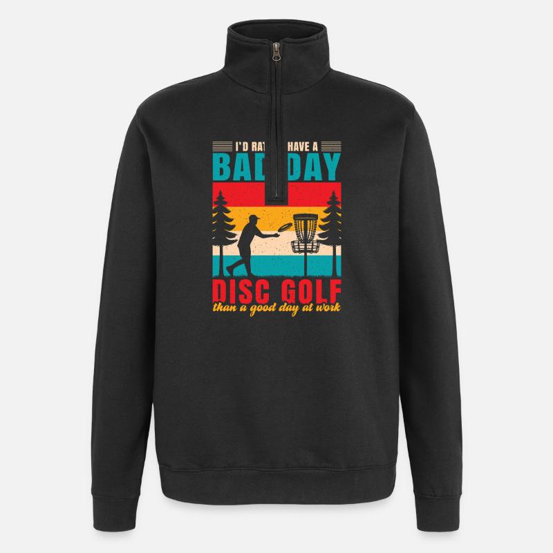 Cadeaux de disc golf Disc Golf - Sweat à zip 1/4 - noir