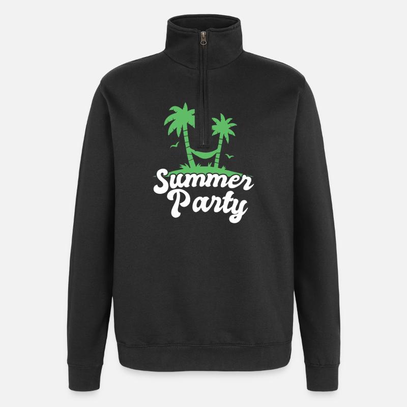 Summer Party Palm Tree Design - Quarter-Zip Sweatshirt - black