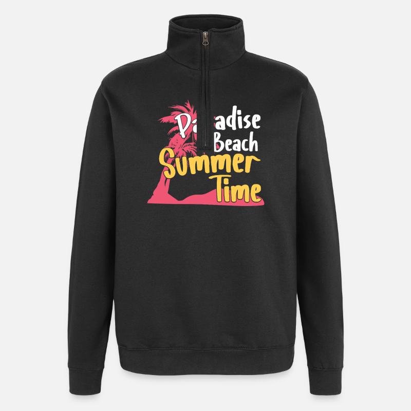 Paradise Beach Summer Time Retro Design - Quarter-Zip Sweatshirt - black