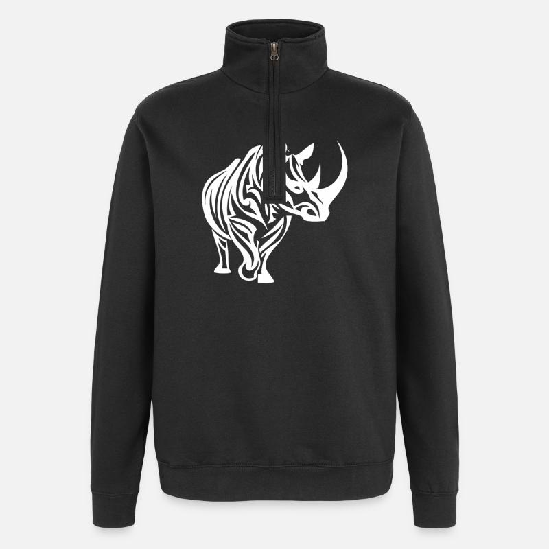 Zebra Linienkunst Tribal - Quarter-Zip-Sweatshirt - Schwarz
