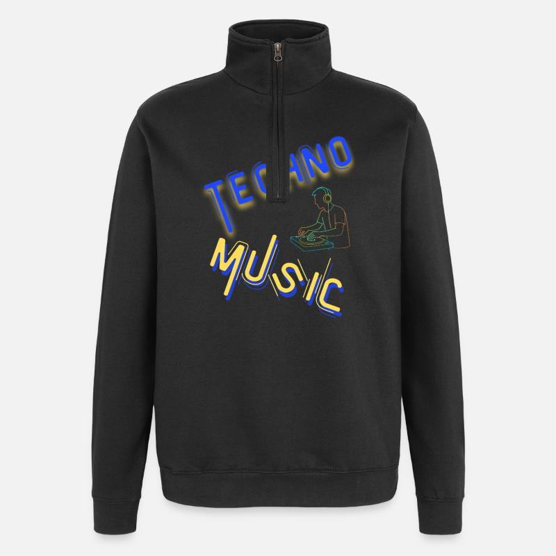Techno Underground Club Logo - Quarter-Zip-Sweatshirt - Schwarz