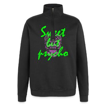 Süß aber durchgeknallt, lustiger Spruch - Quarter-Zip-Sweatshirt - Schwarz - Vorne - AI Model Female 172 light (172cm) & AI Model Male 178 dark (178cm)