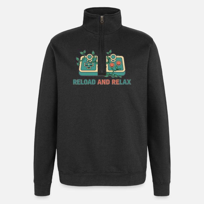 Reload and Relax Retro Gaming Controller - Quarter-Zip Sweatshirt - black