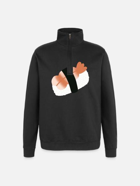 Shrimp Nigiri Minimalist Sushi - Quarter-Zip Sweatshirt - black