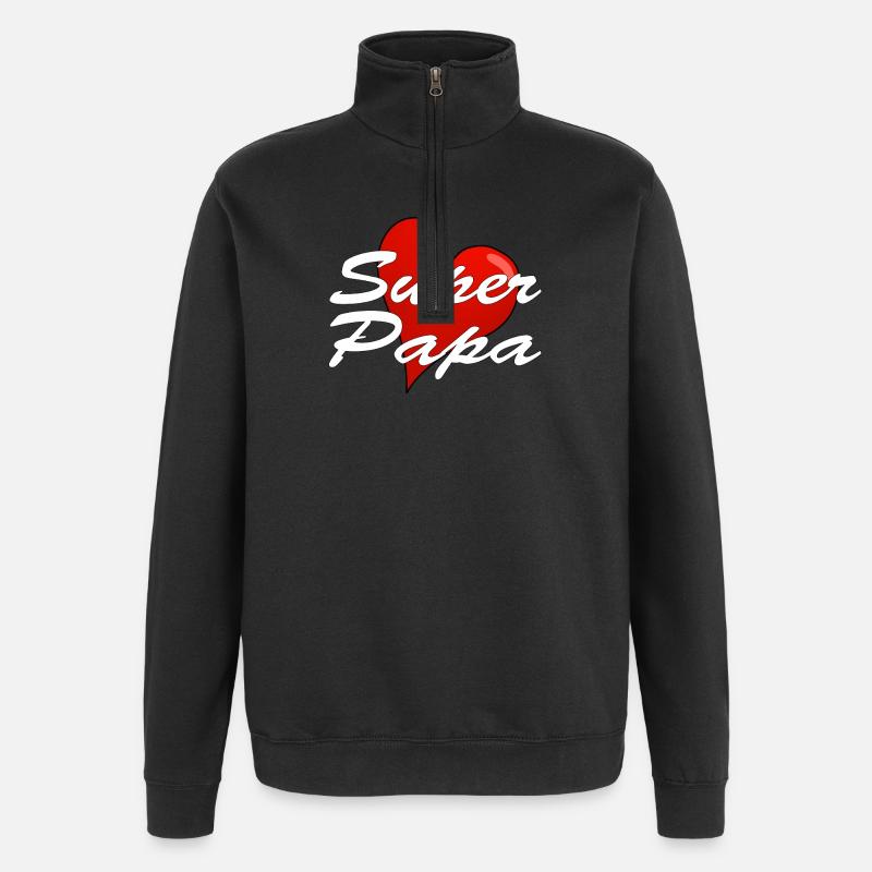 Super papa - Sweat à zip 1/4 - noir