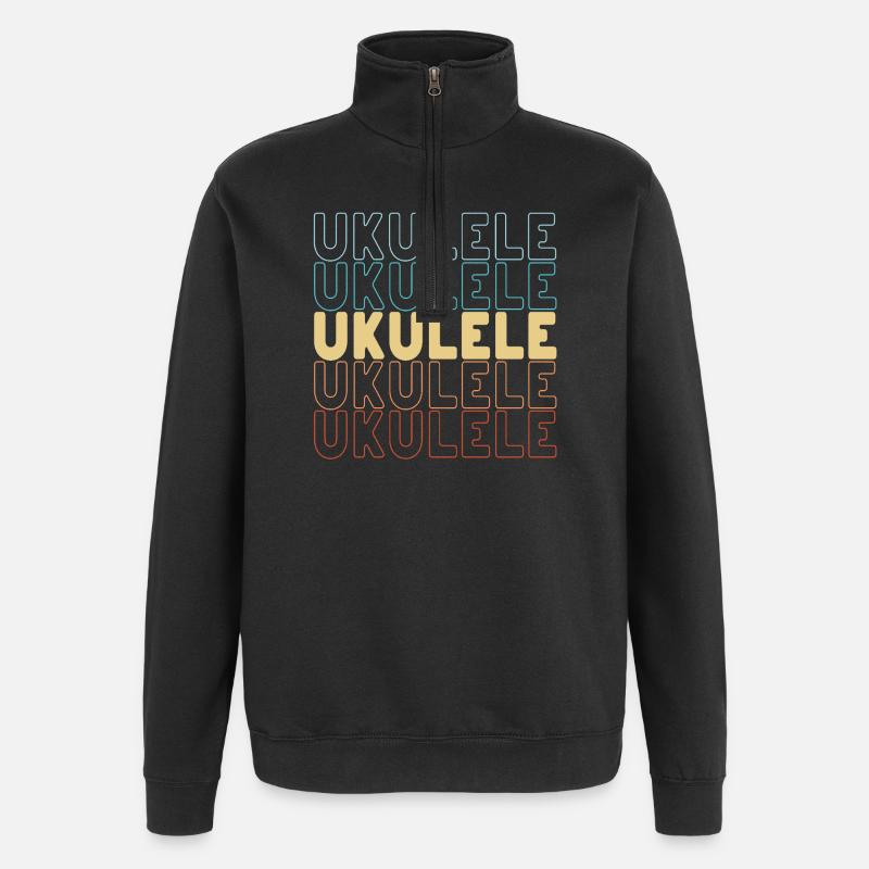 Typographie du ukulélé - Sweat à zip 1/4 - noir