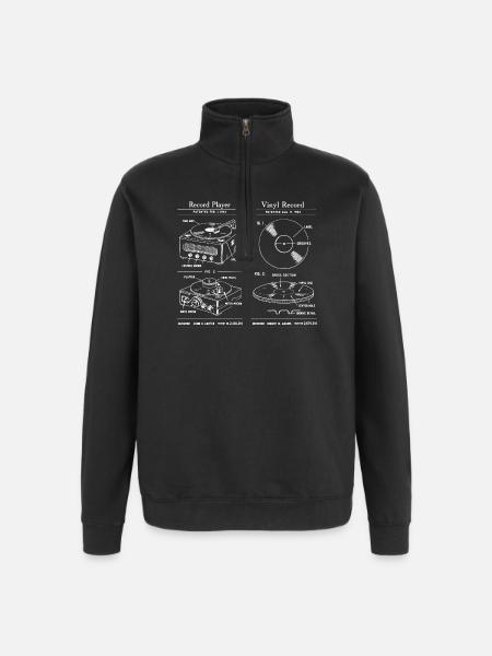 Plan de tourne-disque rétro - Sweat à zip 1/4 - noir