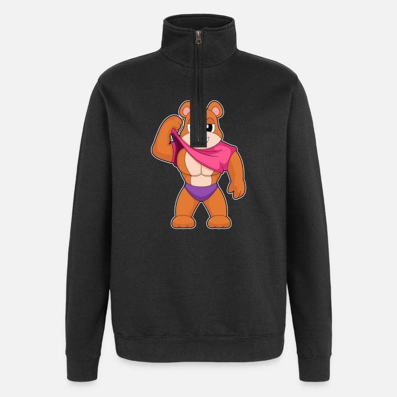 Bear Bodybuilder Bodybuilding Sport - Quarter-Zip Sweatshirt - black