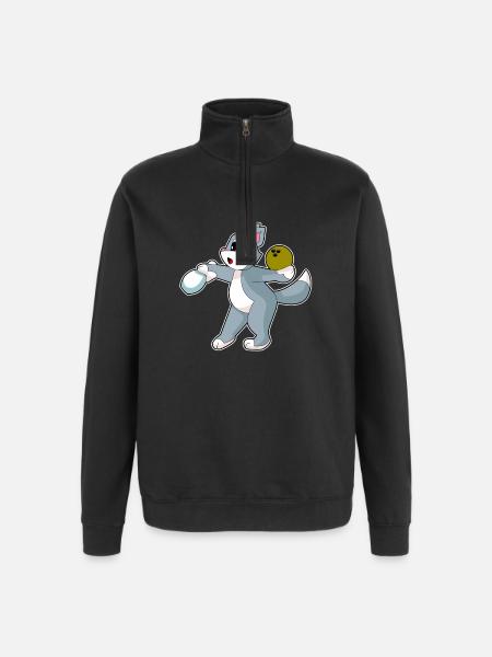 Katze Bowling Bowlingkugel Pin - Quarter-Zip-Sweatshirt - Schwarz