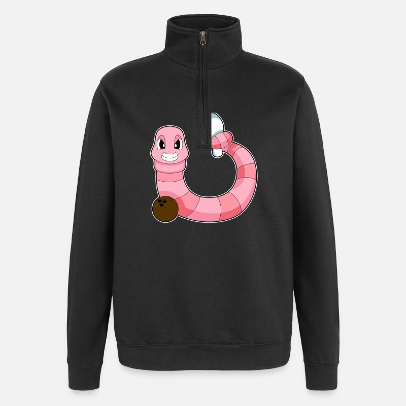 Worm Bowling Bowlingkuglekegle - Sweatshirt med 1/4 lynlås - sort