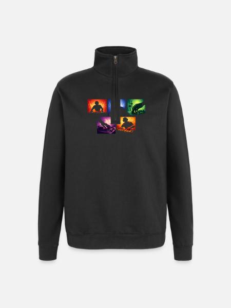 Schallwellen DJ-Set Farbexplosion - Quarter-Zip-Sweatshirt - Schwarz